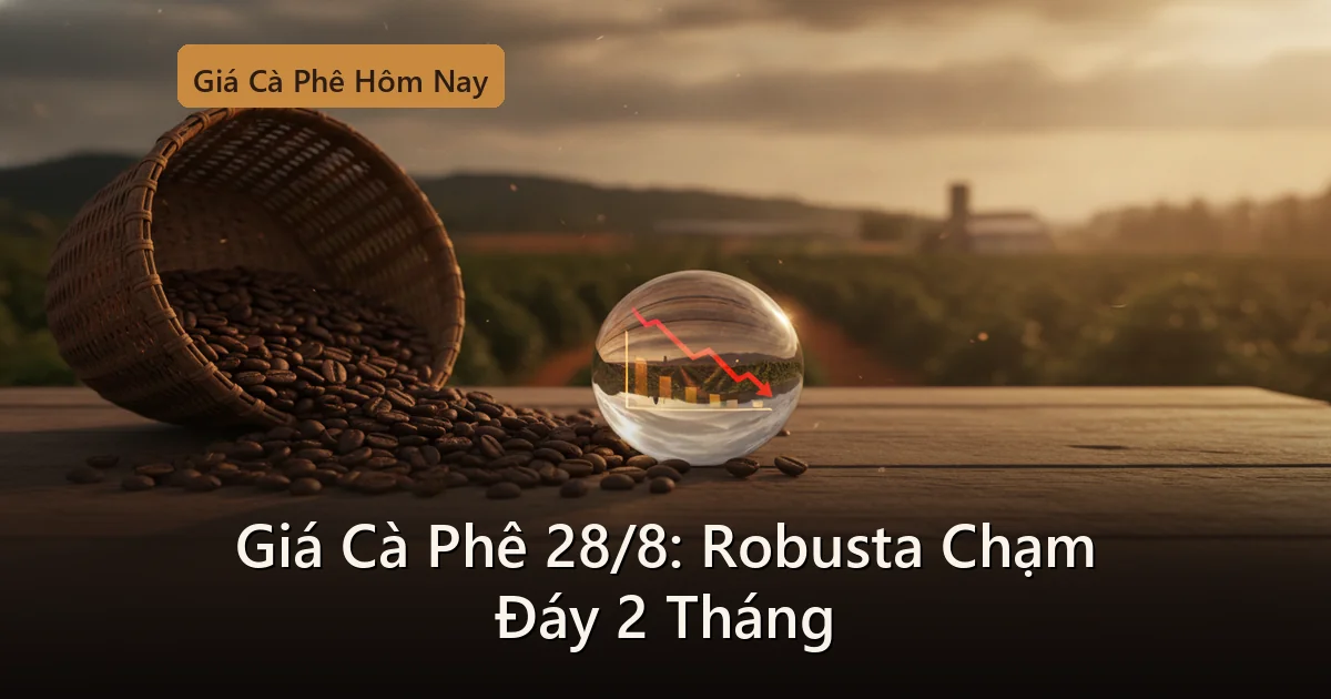 Giá Cà Phê Hôm Nay 28/8/2026: Giảm Phiên Thứ 3 Liên Tiếp, Robusta Chạm Đáy 2 Tháng