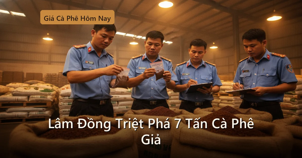 Lâm Đồng Triệt Phá Đường Dây Sản Xuất 7 Tấn Cà Phê Giả Trộn Hóa Chất
